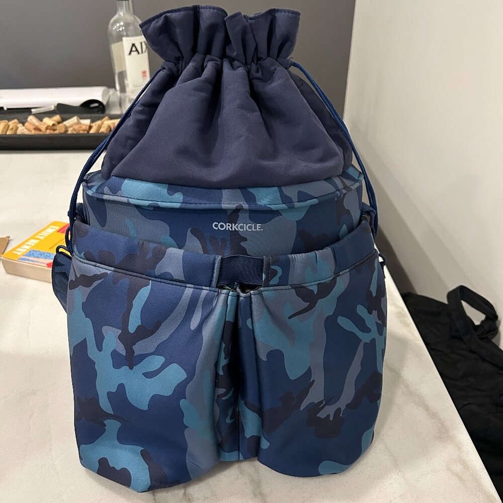 Corkcicle Blue Camo Insulated Bottle Carrier